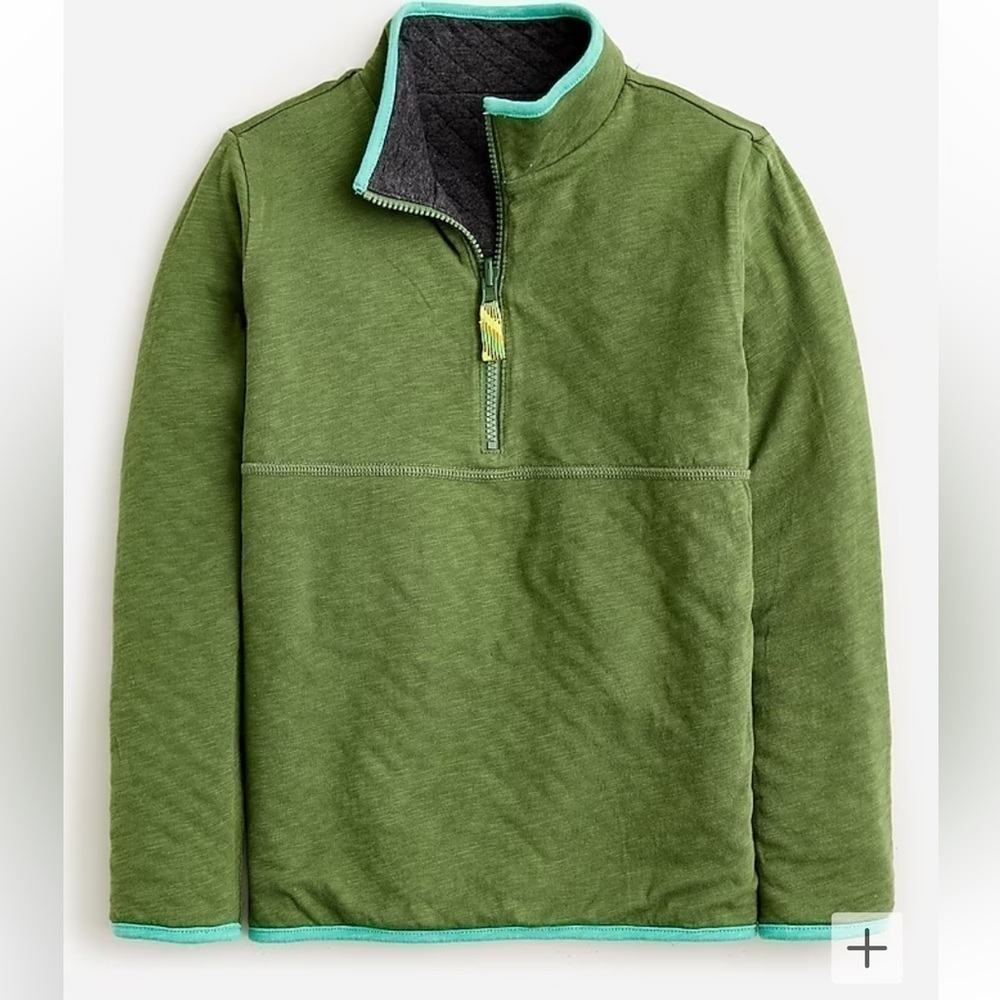 J crew Kids' quilted jersey reversible half-zip sweatshirt